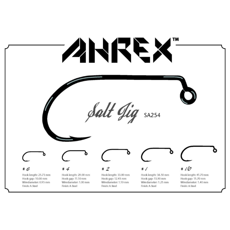 Ahrex SA254 Salt Jig Barbed #2 Fly Tying Hooks